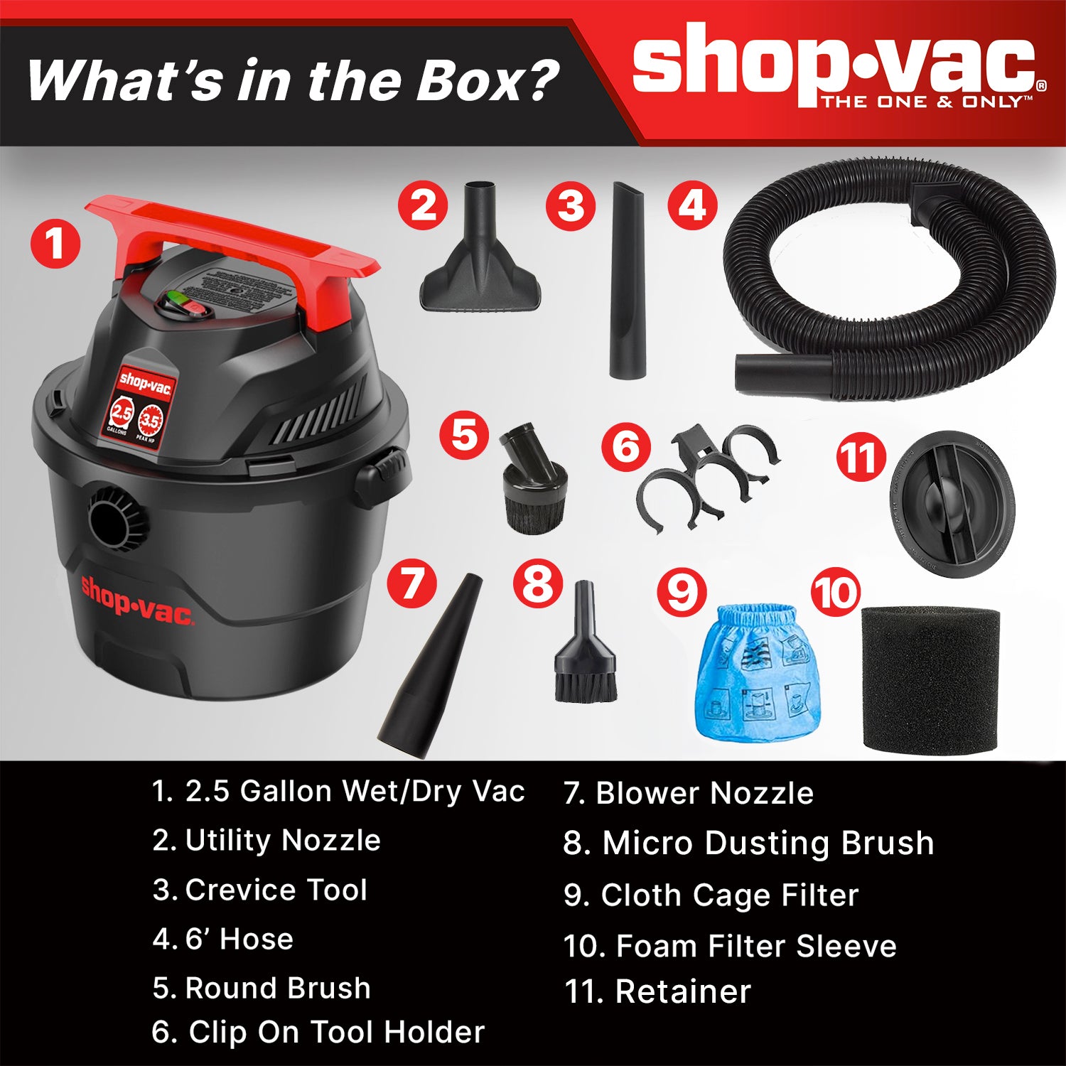 Shop-Vac®2.5 Gallon 2.5 Peak HP Wet/Dry Vacuum - Image 2