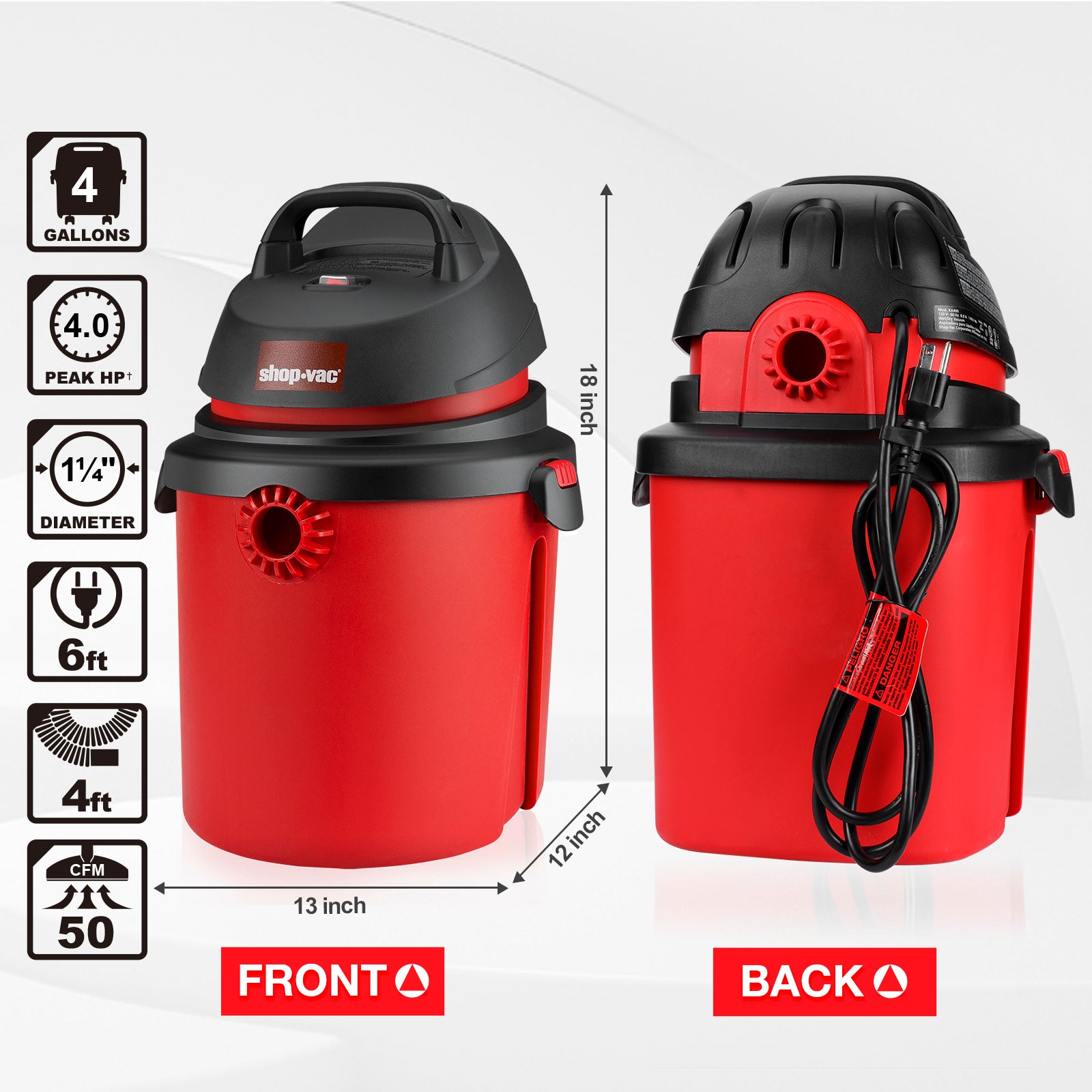 Shop-Vac® 4 Gallon 4.0 Peak HP Wet/Dry Vac - Image 4
